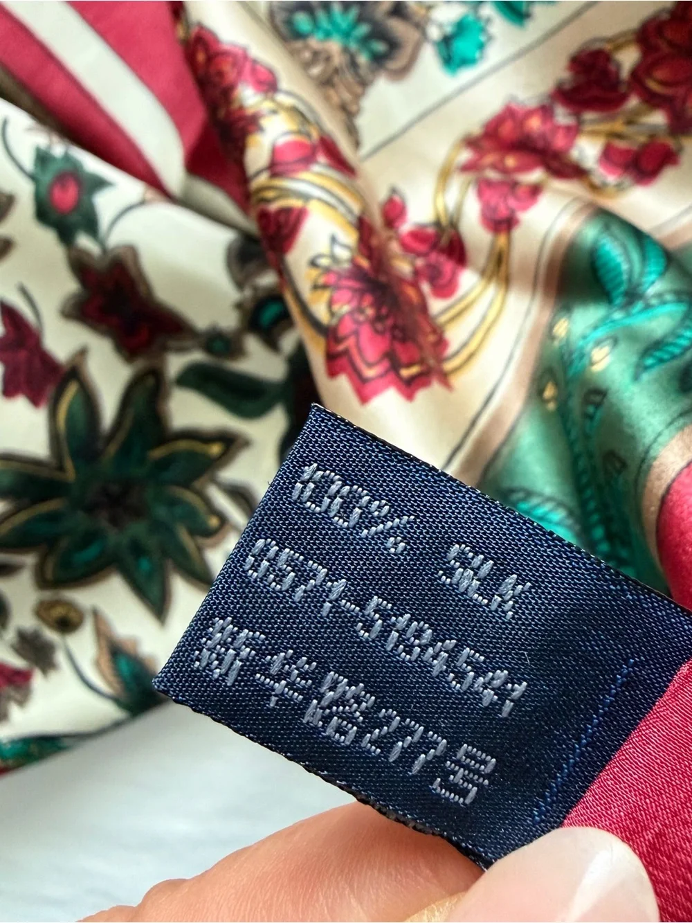 Vintage 41” Floral Silk Scarf Square Pink Green  Neck Hair Wrap Boho